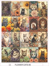 FLOWER CATS 2 - COMPLETE SHEET OF 20 STICKERS