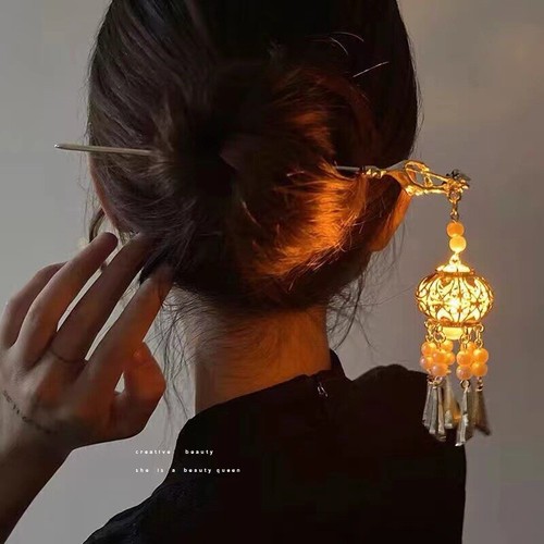 Luminous LED Light Hair Stick Ancient Chinese Lantern Pendant Hair Forks Glowing - Picture 12 of 12