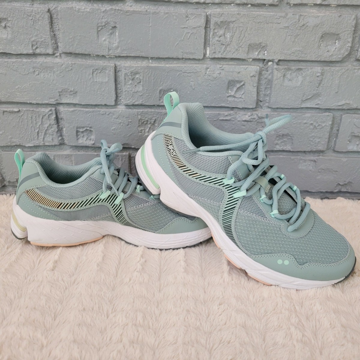 Ryka Mesh Lace-Up Memory Foam Sneakers Intrigue Green Mist