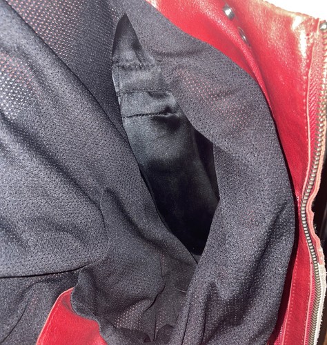 Hein Gericke Leather Padded Jacket Red White Motorcycle Womens Size 8 - Picture 18 of 21