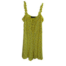 Prettylittlething Mini Playsuit 12 Yellow Floral Spotted Lace Up Frill Dress