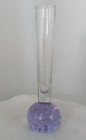 Art Clear Glass Vase Bud Round Blue Lavender Bubble Ball Floral Hand Blown 6"