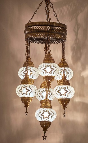 DEMMEX Hard-Wired Turkish Moroccan Mosaic Chandelier Light, Ceiling Hanging L... - Picture 8 of 9