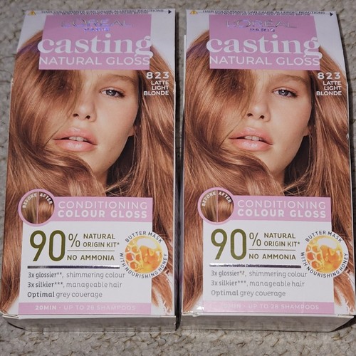 2x L'Oréal Paris Casting Natural Gloss Hair Dye 823 Latte Light Blonde NoAmmonia