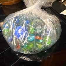 Assorted Machine-Made Glass Toy Marbles Bulk Lot in Plastic Bag, Mixed Colors
