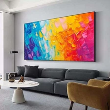 Yellow Abstract Texture Hand Painted Oil Painting on Canvas Modern Home Decor