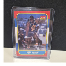 1986-87 Fleer Karl Malone #68 Utah Jazz Basketball Rookie Card. rookie card picture