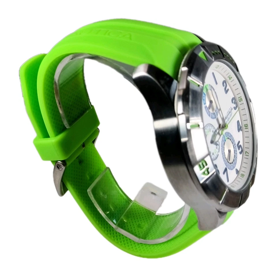 Nautica 47 MM  Men's Green Dive Watch with Subdials and Date Display NOS - Image 4 of 4