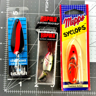 Rapala, JSR-4, jointed shadrap, Chippewa, Syclops Lot of three New Old Stock  JP