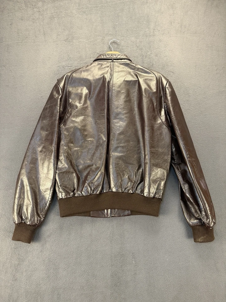 Chaqueta De Colección Solo Miembros Marrón Imitación Cuero Talla 44 Bombardero Moto Estilo Años 80 Foto 4 de 4