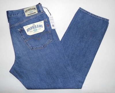 REPLAY - Herren NEU M9Z1 Straight Fit Jeans 36''W x 32''L blau Denim 9Zero1