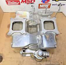 Sbc Chevy V-8 Polished 2x4 Dual Quad Edelbrock X-c8 Cross Ram Intake Manifold Sbc Chevy V-8 Polished 2x4 Dual Quad Edelbrock X-c8 Cross Ram Intake Manifold