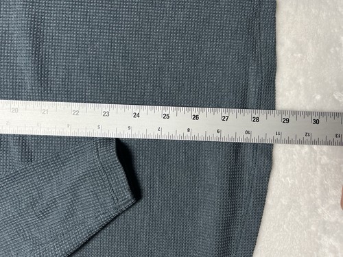 LULULEMON Men's Shift Stitch Henley Long Sleeve Shirt Waffle Knit Blue M - Picture 7 of 9
