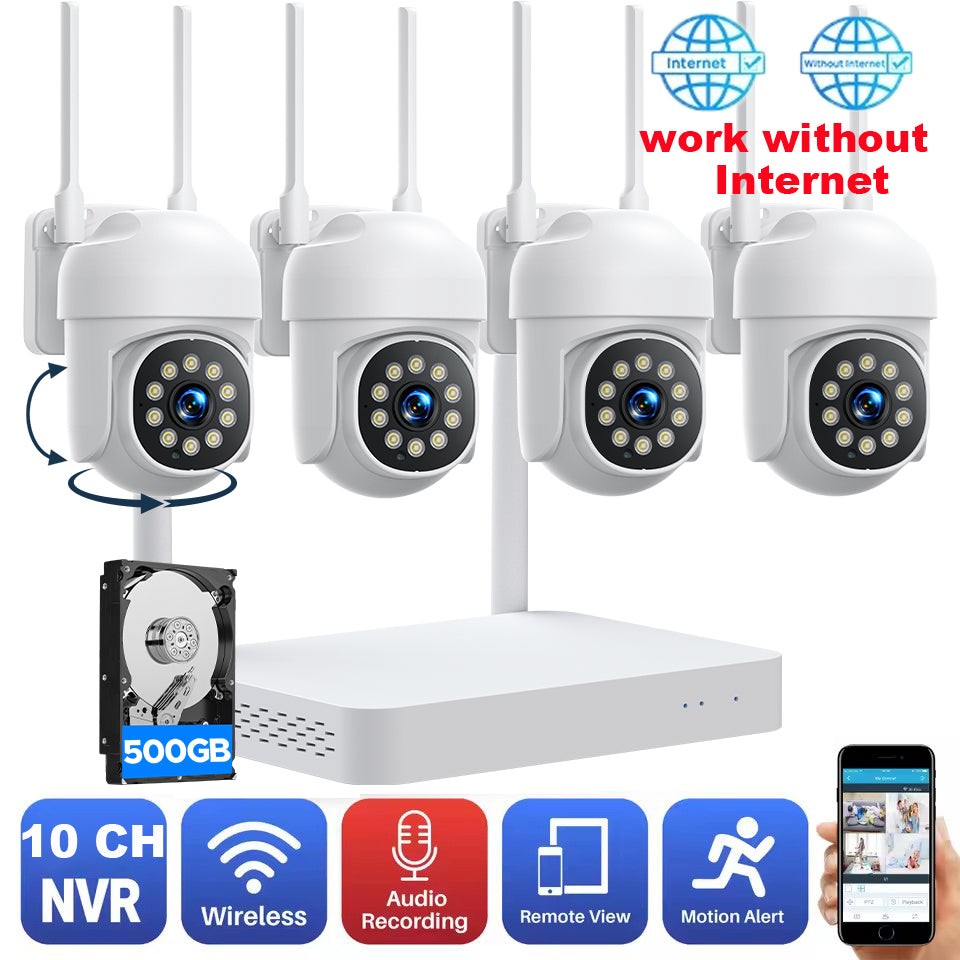 10CH NVR 2MP Wireless Security Camera System CCTV 4Pcs 5Ghz 