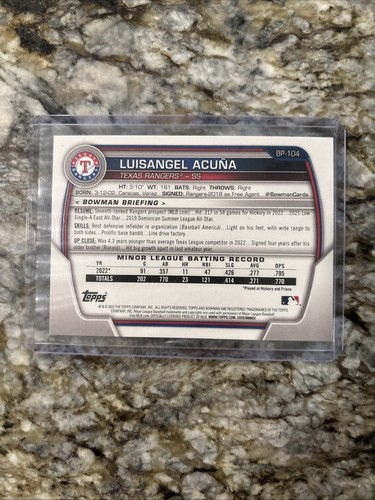 2023 Bowman LUISANGEL ACUNA BP-104 Neon Green Paper #/399 New York Mets - Picture 2 of 2
