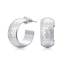 Small Half Huggie Hoop Earrings for Women, Chunky Style 18K Silver Plated 925...