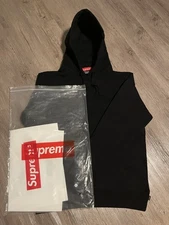  Supreme Satin Appliqué Hooded Sweatshirt Black Size xl