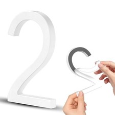 4 Inch Self-adhesive House Numbers, Modern Floating Address Numbers White