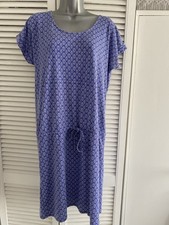 Ladies Size L/16 French Summer Dress With Middle Tie Blue & White Short Sleeve