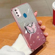 Custodia TPU glitter sfumato rosa con supporto per Samsung Galaxy M30s