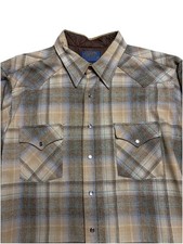 Vtg Pendleton Wool Pearl Snap Shirt Tan Sz Xl 60s 1960s Western