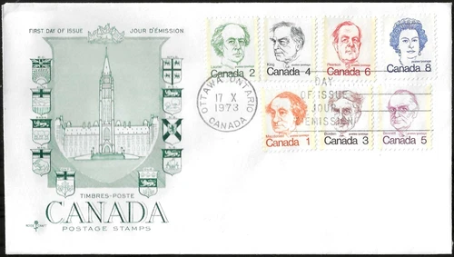 🍁Canada   #586-593A    "CARICATURES"  Fine Used  1973  Rosecraft  Cover