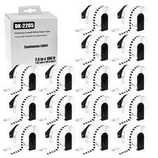 16Rolls Replace for Brother DK-2205 Continuous Labels 2.4 in x 100 ft QL Printer