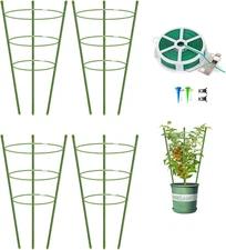 4 Pack Garden Plant Support Tomato Cage, Upgrade 18" Trellis for Climbing , Plan
