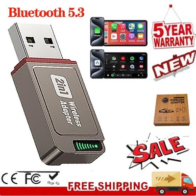  Auto Adapter 2in1 Mini Wireless Carplay Android Plug&Play Wireless Dongle NEW