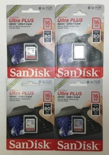 SanDisk Ultra PLUS 16GB Class 10, SDHC Card, SDSDUP-016G-A46 (4PK)