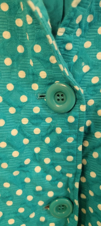 Jaqueta feminina Koret bolinhas azul claro escritório sirene carreira clássica botão 20 - Imagem 3 de 4