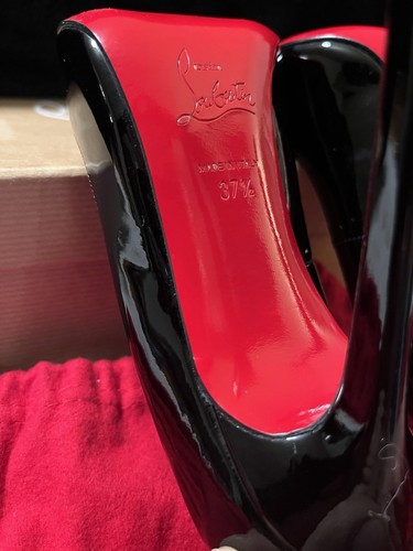 Christian Louboutin Pigalle Follies US Size 7 Pumps Patent Black 37.5 Authentic - Picture 2 of 14