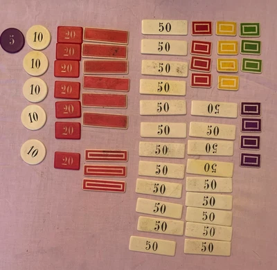 Ancien lot de 57 Jetons en os pour jeu de cartes - Photo 1/4