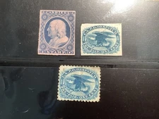 3 US OFFICIAL ISSUE 1851 Carriers’ Stamps and/or 1875 Government Reprints