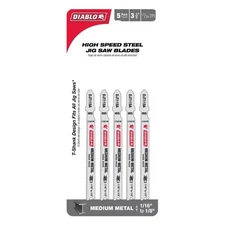 (J) Diablo 3-5/8″ T-Shank Jig Saw Blades, 17/24 TPI, 5-Pack (DJT118A5)