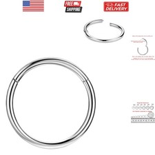 Men Women 316L Surgical Steel Hinged Nose Rings Hoop for Nostril Septum Carti...