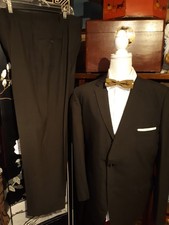 Size 42 R 1960s Ivy Mad Men Dark Forest Green Suit 37W x 29.5L Tropical Weave