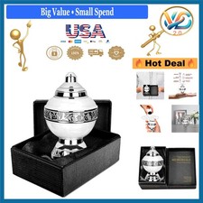 Small White Aluminum Keepsake Urn for Ashes with Silver Lining, 3 oz
