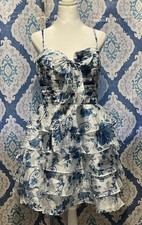 Blue and White short dress, size 12 for prom or wedding