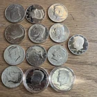 JOHN F KENNEDY SILVER CLAD 50 CENT COINS & LOOSE  LOT OF 13