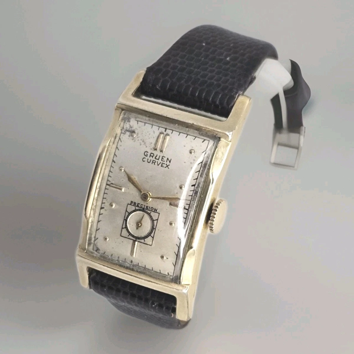 1939 Gruen Curvex Precision 17J Cal 370 - Art Deco - 10K‎ GF Wadsworth Running Gruen Curvex Wristwatches with 17 Jewels for sale | eBay main image 4