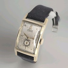 Rare 1940's Vintage GRUEN CURVEX 42mm Long Stunning Watch 14k GF Case 17 Jewels