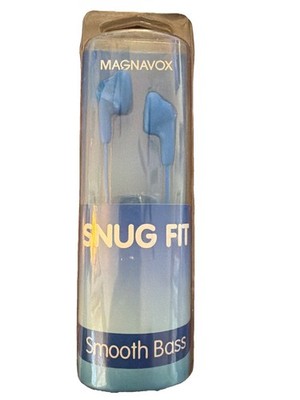 Magnavox Snug Fit Smooth Bass  Earbuds Wired , Blue - NEW
