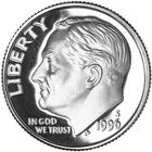 1996 S SILVER PROOF ROOSEVETT DIME