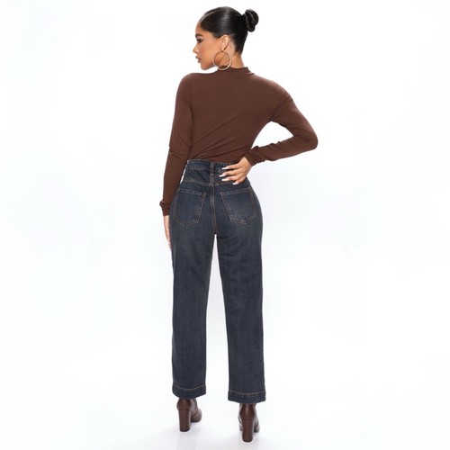 Fashion Nova Women's Chocolate Long Sleeve Bodysuit Women’s Size Medium - Picture 4 of 6