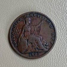 1825 UK Great Britain United Kingdom KING GEORGE IV ANTIQUE Farthing Coin