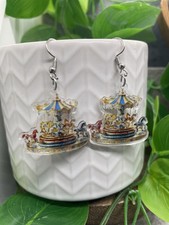 2  Silver-tone Acrylic Carasol Retro Boho Earring Set New Free Ship B5368