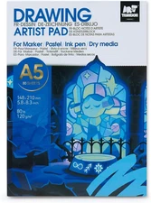 Artist Mix Media Sketchbook Marker Pad, 5.8”X8.3” 80 Sheets A5 Art Papers, 80Lb/