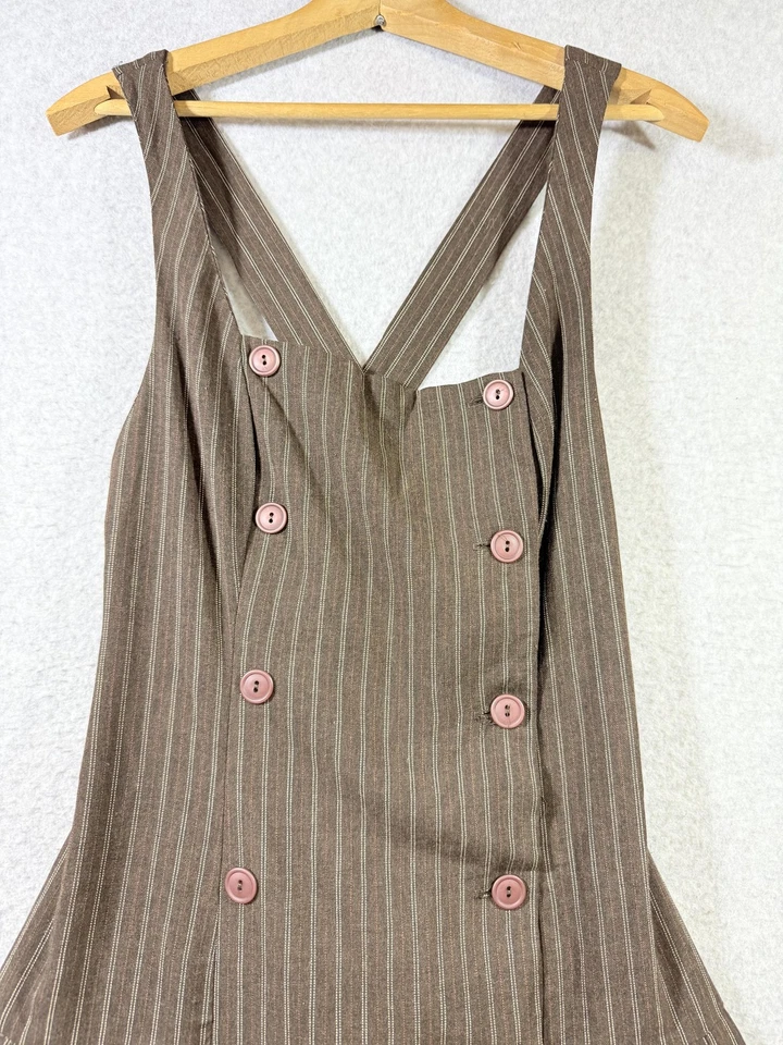 Vintages Mica Dress Womens Pinstripe Punk Goth Indie Pleated Academia 90s Y2K - Image 2 of 4