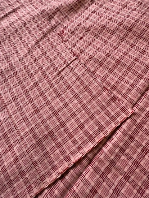 Tela Dayella Vintage Años 40 Segunda Guerra Mundial Cuadros Rosa Mezcla Algodón Nueva con Etiquetas Foto 2 de 4